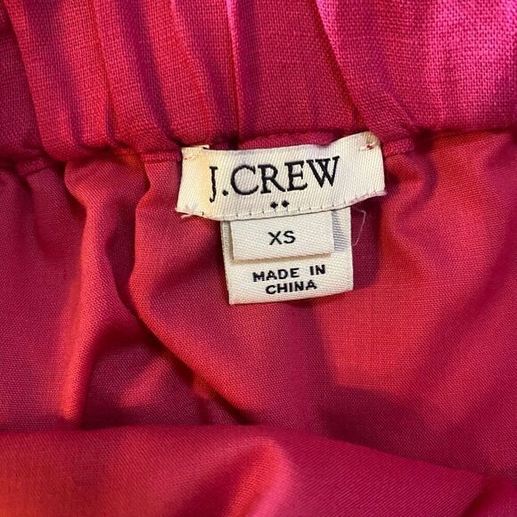 J Crew | Hot Pink Linen/Cotton A Line Skirt with Tie Belt - Picture 12 of 13